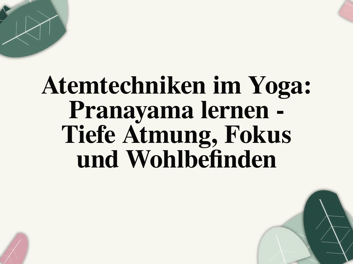Atemtechniken im Yoga: Pranayama lernen - Tiefe Atmung, Fokus und Wohlbefinden