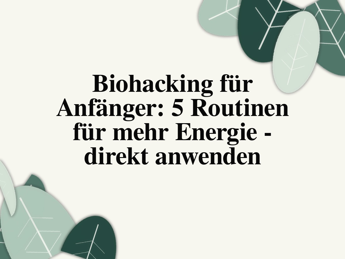 Biohacking für Anfänger: 5 Routinen für mehr Energie - direkt anwenden