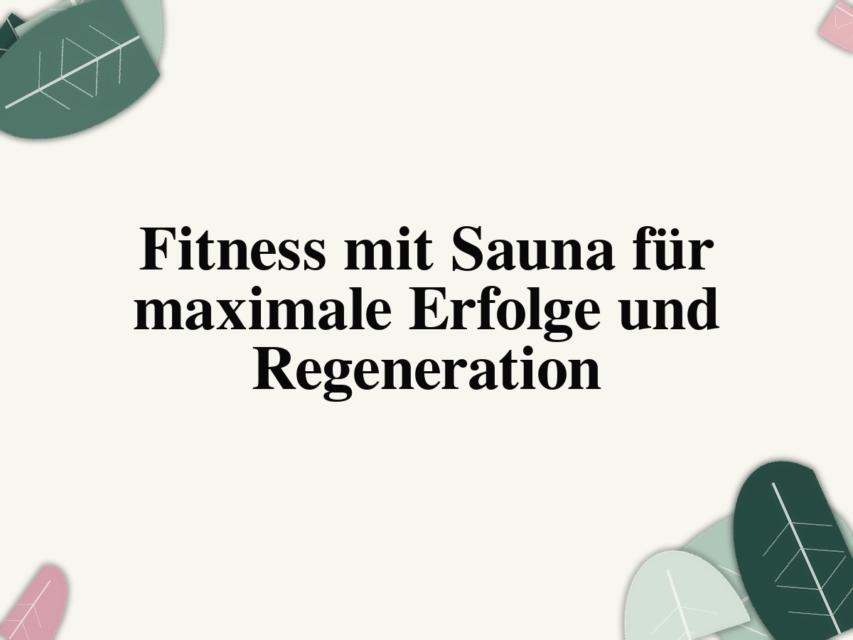 Fitness mit Sauna für maximale Erfolge und Regeneration