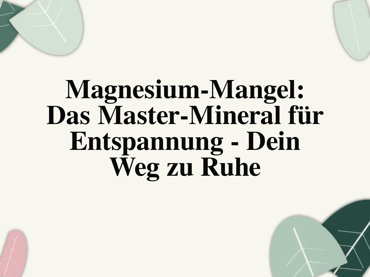 Magnesium-Mangel: Das Master-Mineral für Entspannung - Dein Weg zu Ruhe