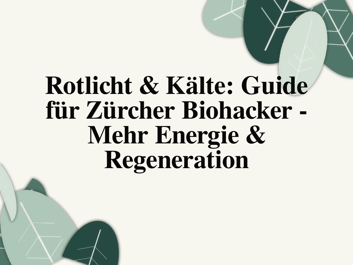 Rotlicht & Kälte: Guide für Zürcher Biohacker - Mehr Energie & Regeneration