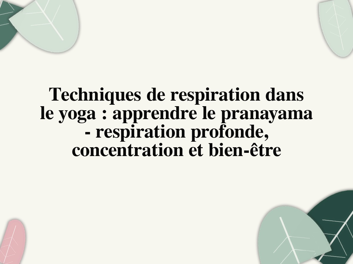 Techniques de respiration dans le yoga : apprendre le pranayama - respiration profonde, concentration et bien-être