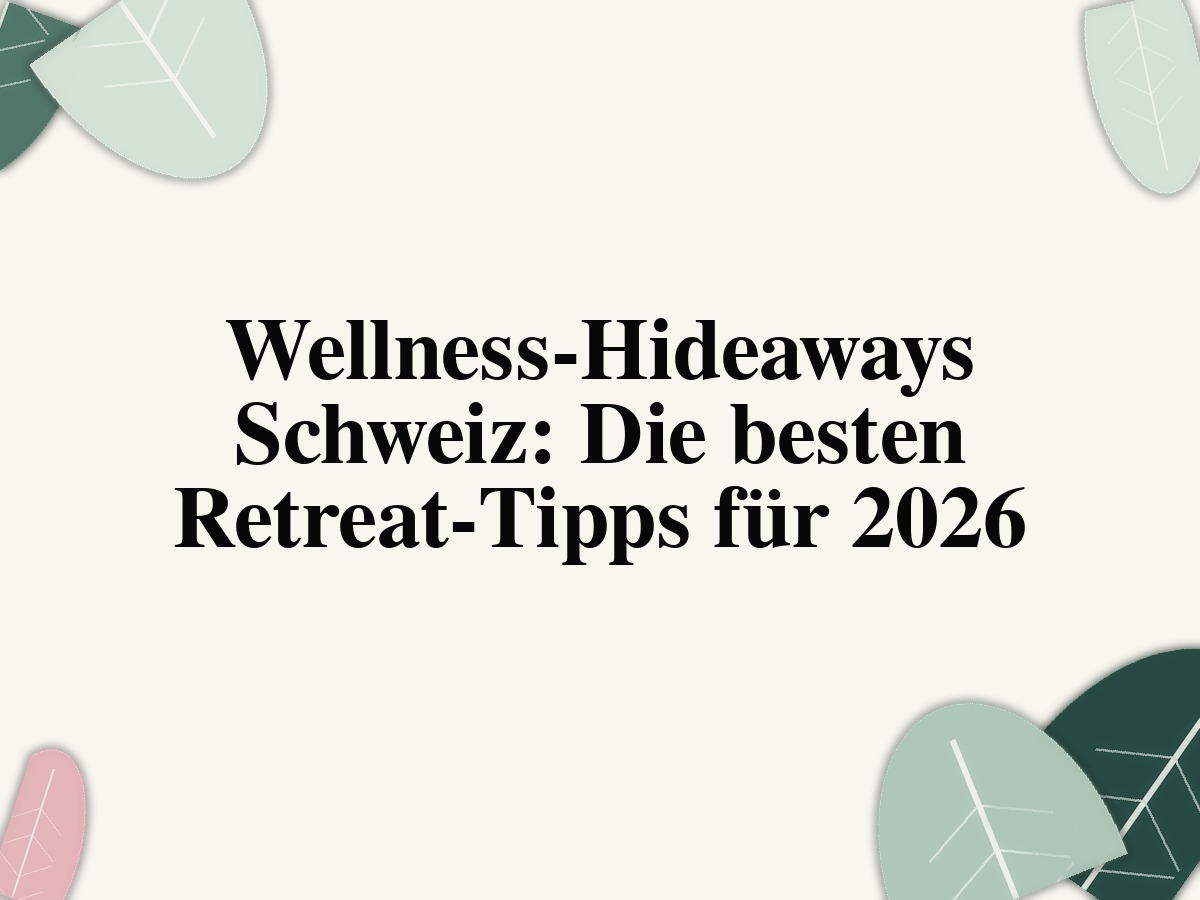 Wellness-Hideaways Schweiz: Die besten Retreat-Tipps für 2026
