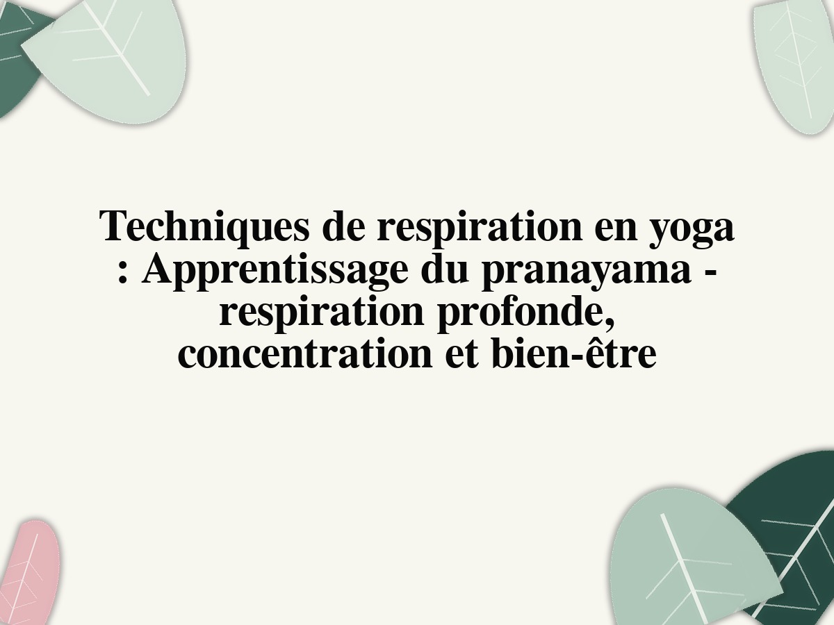 Techniques de respiration en yoga : Apprentissage du pranayama - respiration profonde, concentration et bien-être