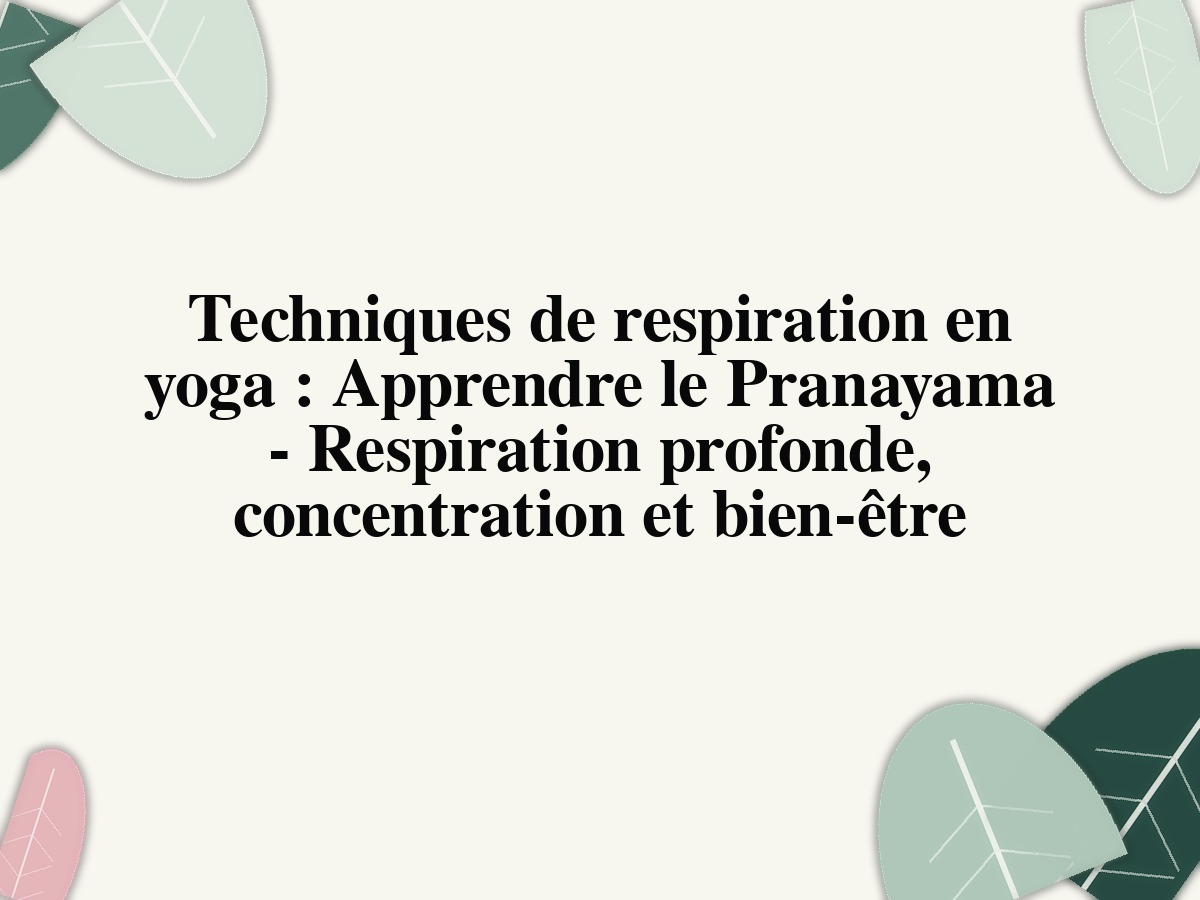 Techniques de respiration en yoga : Apprendre le Pranayama - Respiration profonde, concentration et bien-être
