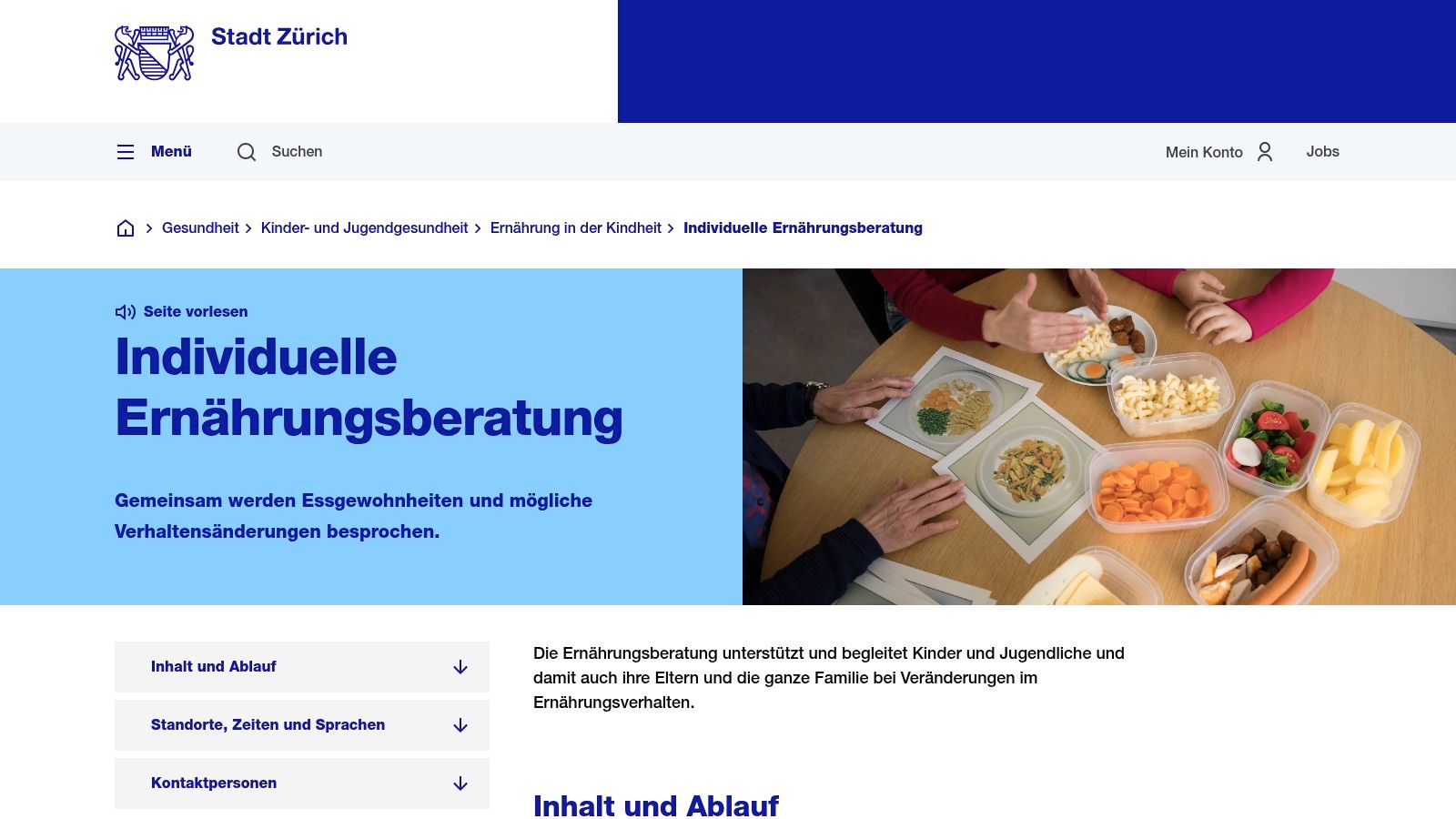 Stadt Zürich – Individuelle Ernährungsberatung für Kinder & Jugendliche