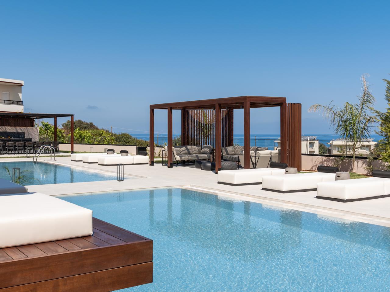 Kreta Pool Pergola mit Meerblick
